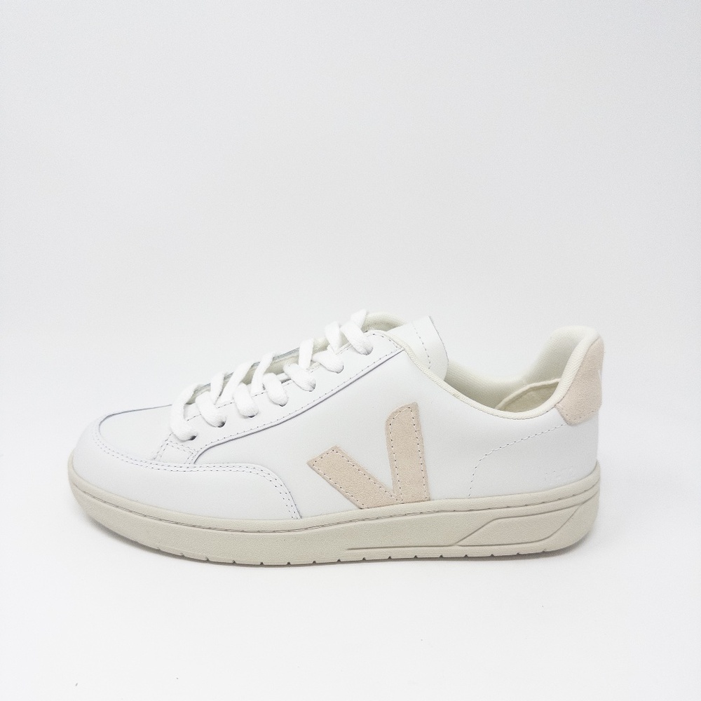 Veja V-12 Mixed Leather Court Sneakers Womens 8 Light Beige US 8 EU 38 UK 6 V12
